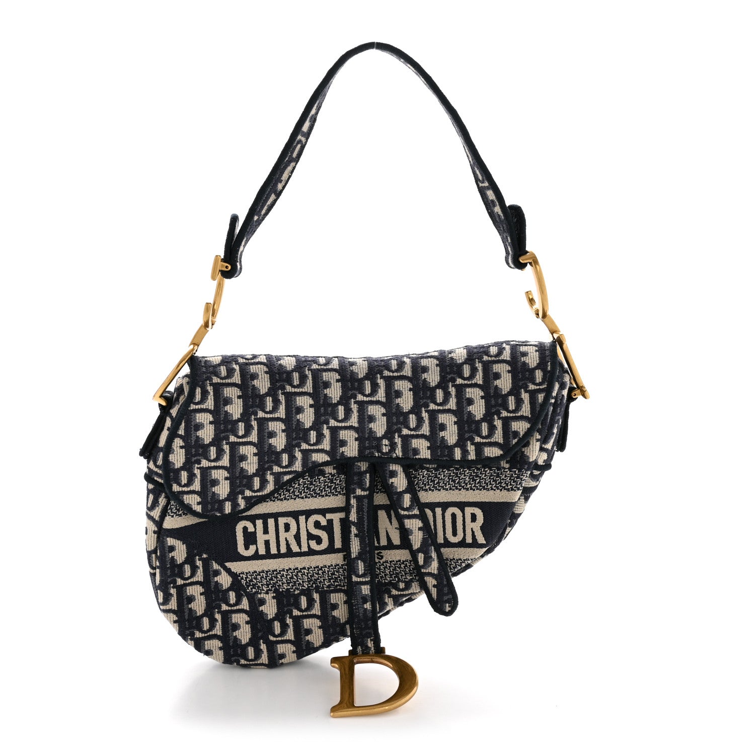 Christian Dior Oblique Embroidered Saddle Bag Blue 1836716