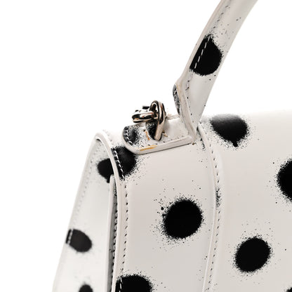 Balenciaga Smooth Calfskin Spray Polka Dot Small Hourglass Top Handle Bag White Black 12 of 12