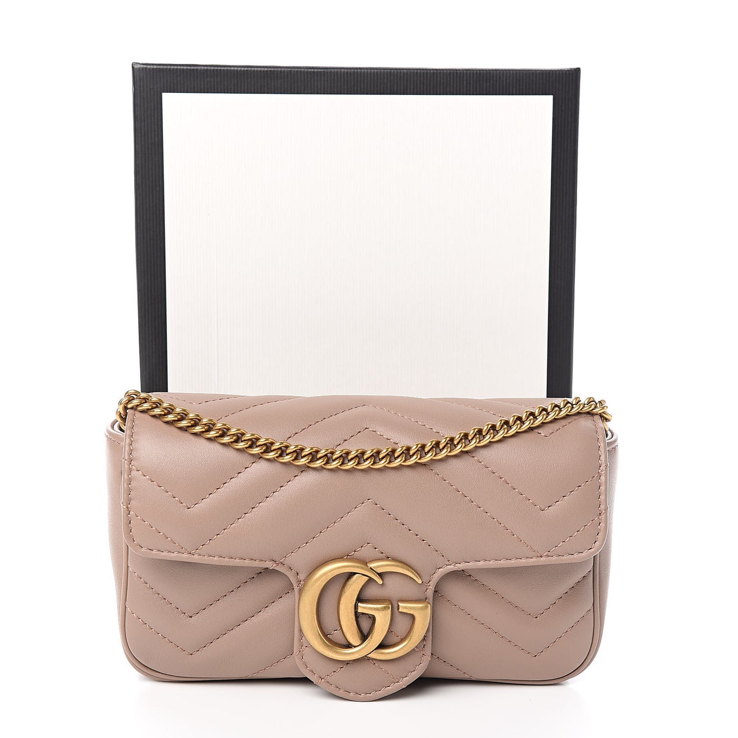 Calfskin Matelasse Super Mini GG Marmont Shoulder Bag Porcelain Rose
