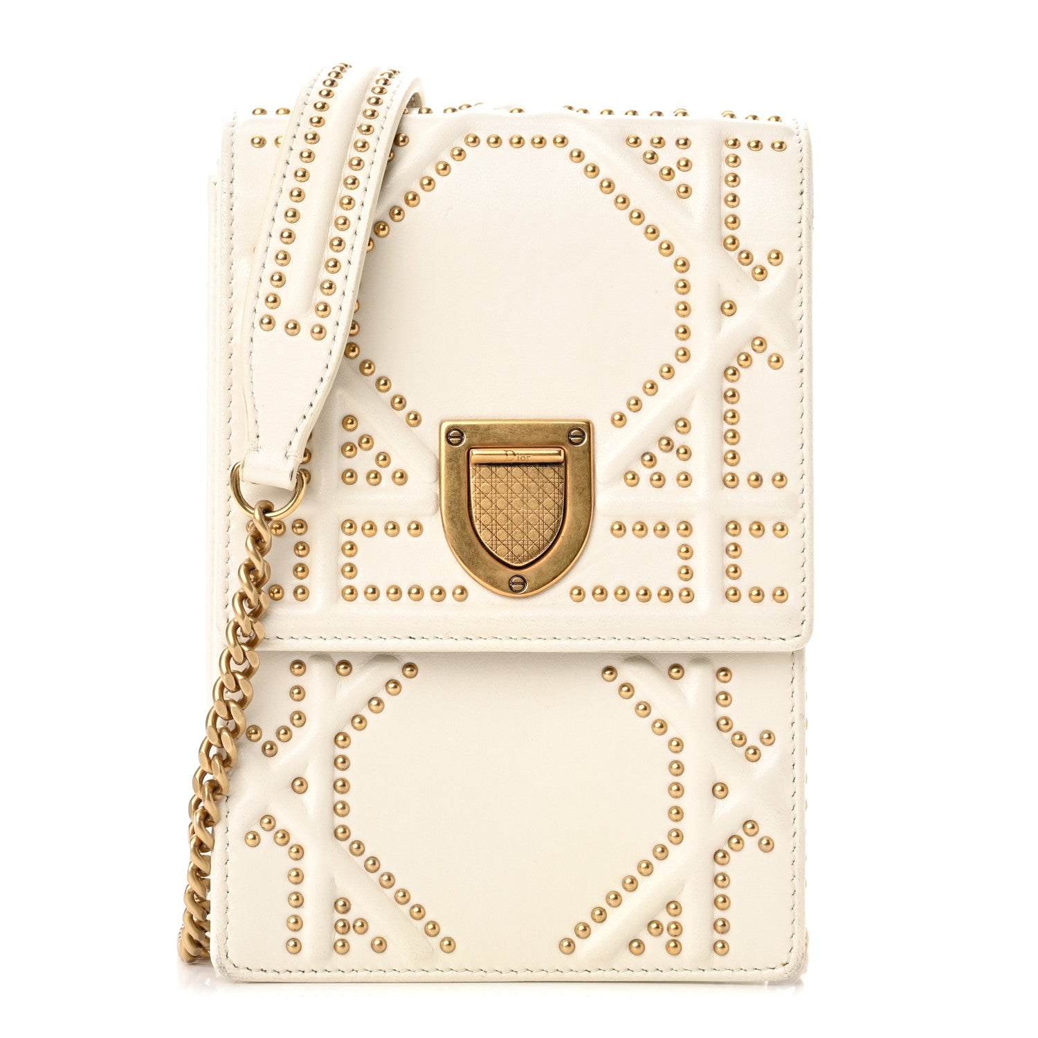 Christian Dior Lambskin Studded Vertical Diorama White 1 of 10