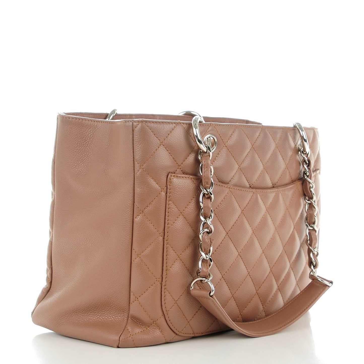 Caviar Quilted Grand Shopping Tote GST Taupe