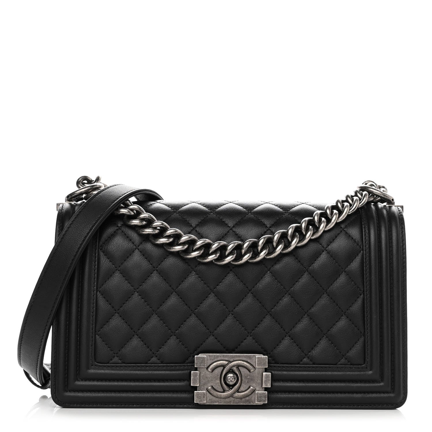 Chanel Calfskin Quilted Medium Boy Flap Black 1 of 12