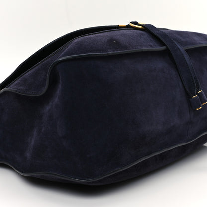 Chloe Suede Calfskin Braided Large Marcie Double Carry Navy 8 of 11