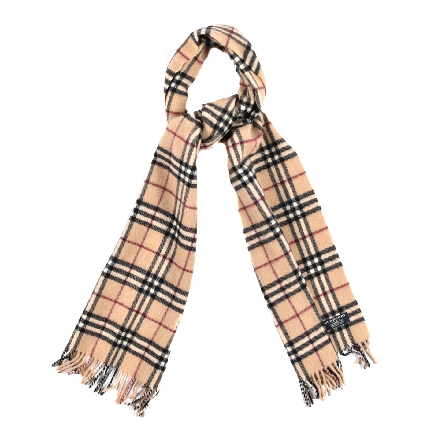 Lambswool Check Fringe Scarf Camel