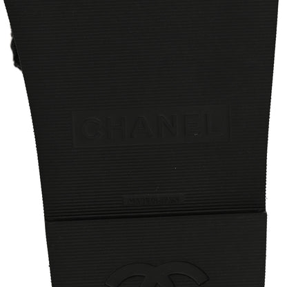 Chanel Fabric Pearl Cork CC Slip On Sandals 38 Black 7 of 10