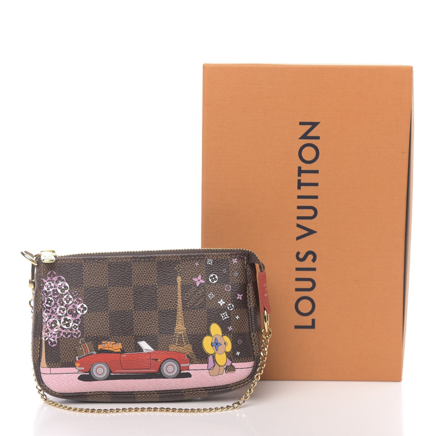 Damier Ebene 2019 Christmas Animation Mini Pochette Accessories Red