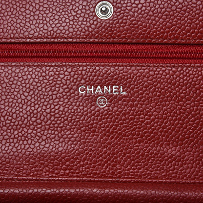 Chanel Caviar Quilted Wallet on Chain WOC Red 6 of 14