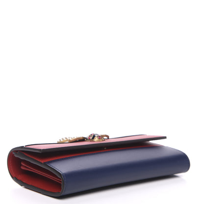 Gucci Calfskin Queen Margaret Flap Wallet Blue Agata Hibiscus Red Mystic White 3 of 7