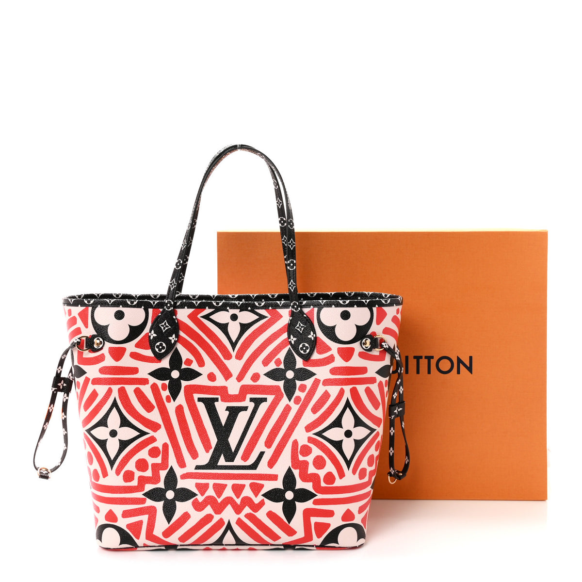 Monogram Giant Crafty Neverfull MM Creme Rouge Black