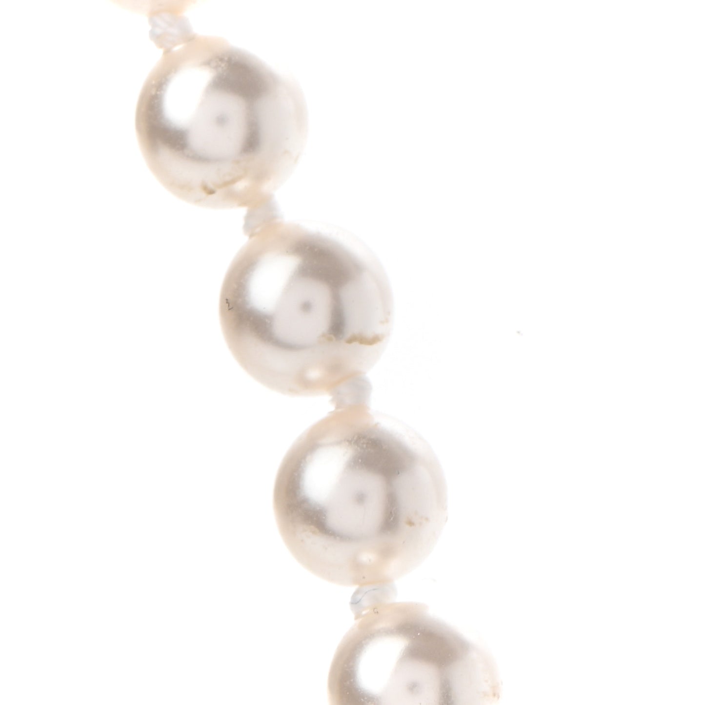 Pearl Crystal CC Heart Short Necklace Pearly White Gold