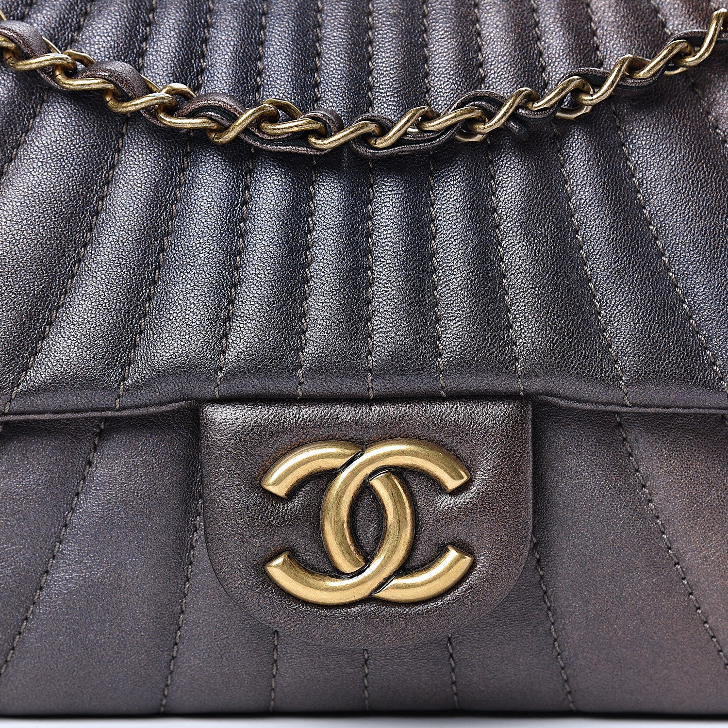Chanel Metallic Calfskin Degrade East West Flap Bronze 8 of 10