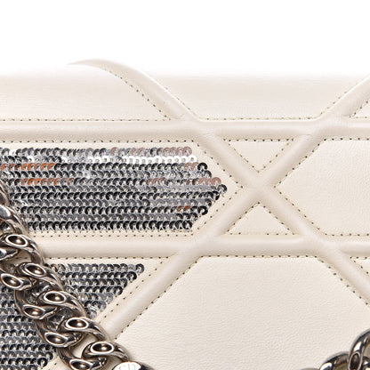 Christian Dior Lambskin Sequin Medium Diorama Flap Bag White 8 of 16