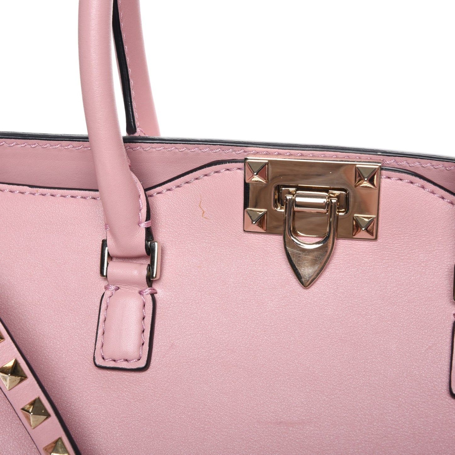 Vitello Rockstud Double Handle Tote Pop Gardenia