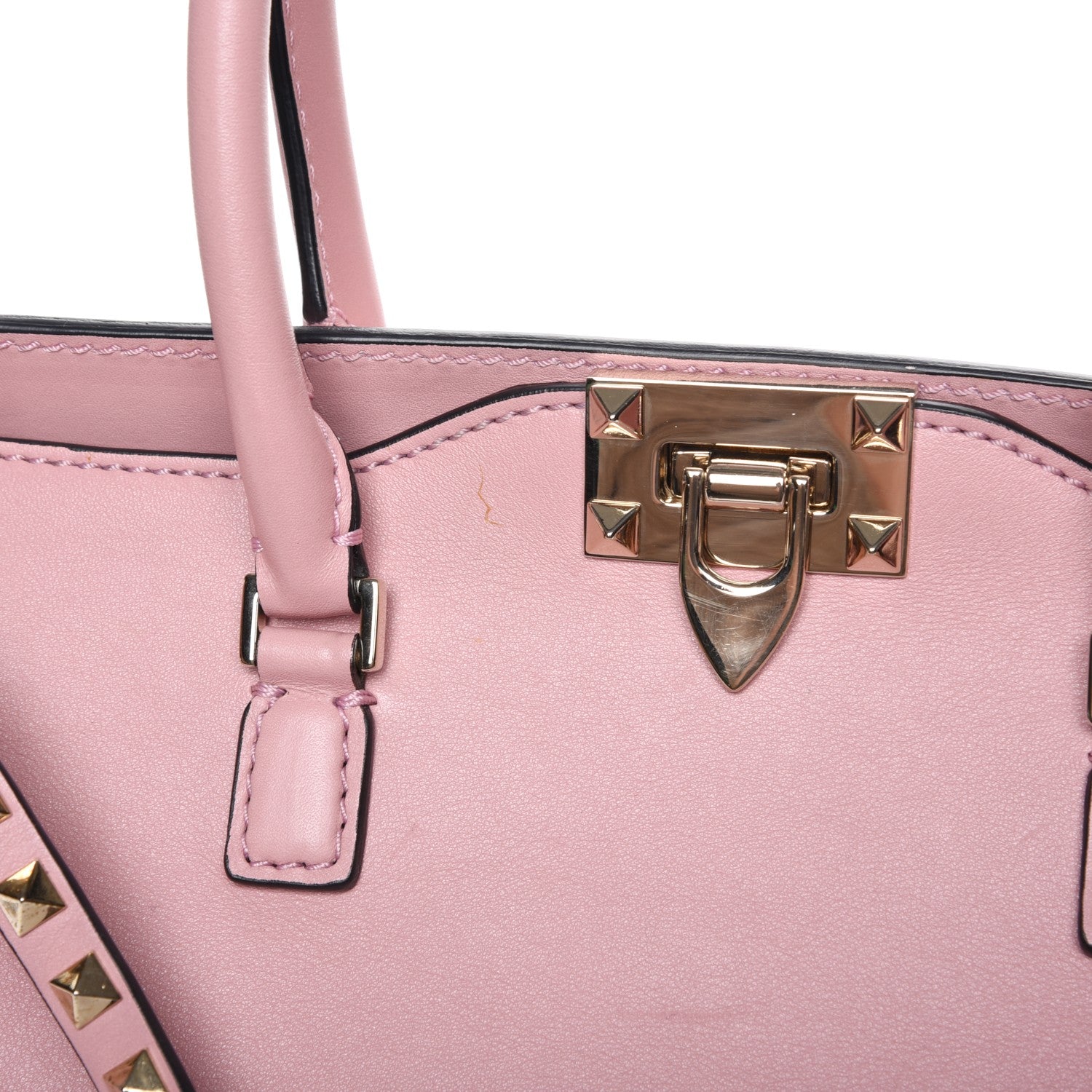 Valentino Garavani Vitello Rockstud Double Handle Tote Pop Gardenia 9 of 11