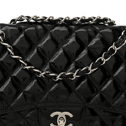 Chanel Crinkled Patent Quilted Jumbo Single Flap Black 8 of 12