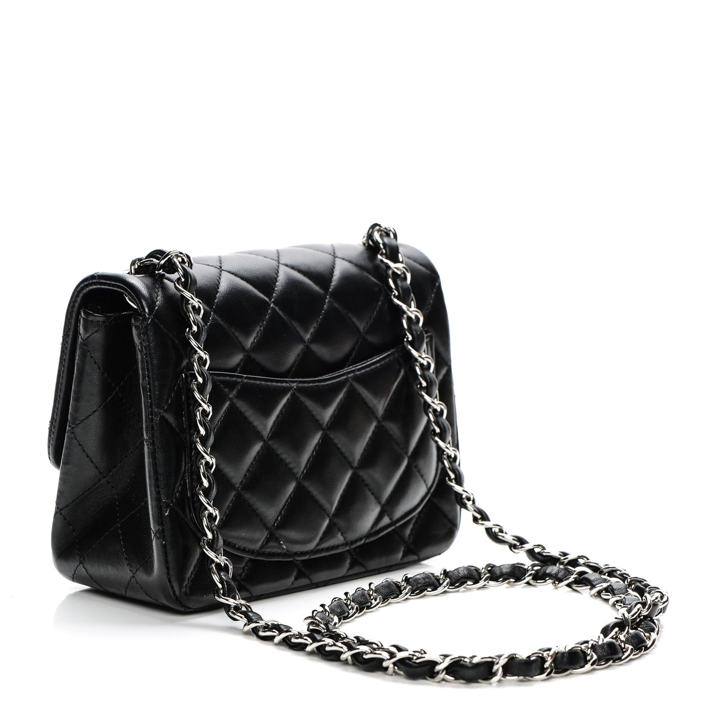 Lambskin Quilted Mini Square Flap Black