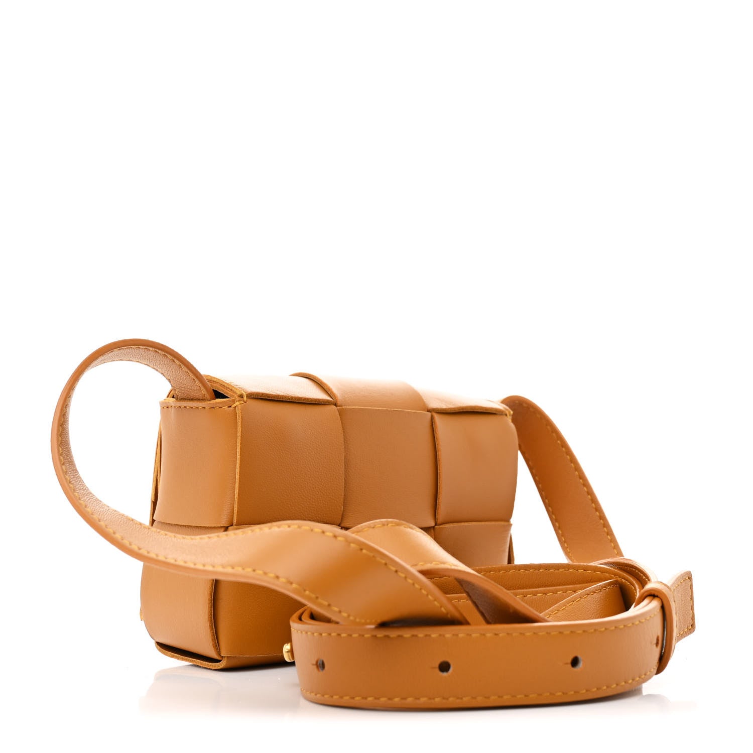 Bottega Veneta Lambskin Maxi Intreccio Candy Cassette Crossbody Bag Caramel 3 of 9