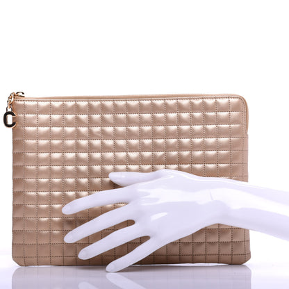 Celine Calfskin Quilted C Charm Pouch Gold 2 of 9