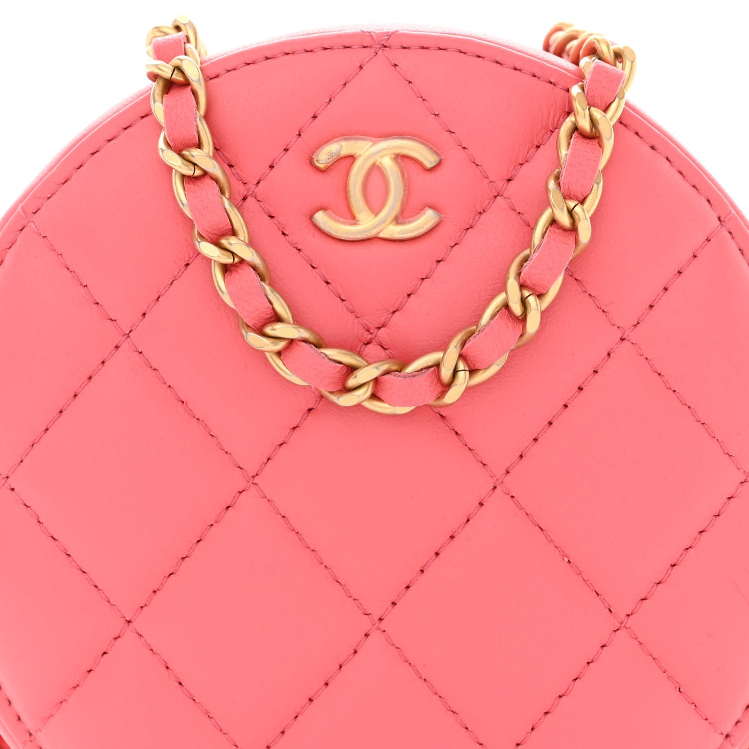 Chanel Lambskin Quilted Round Pearl Crush Clutch With Chain Pink 8 of 11