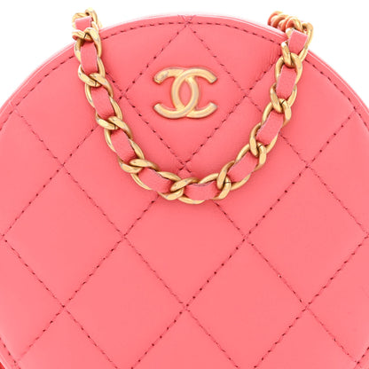 Chanel Lambskin Quilted Round Pearl Crush Clutch With Chain Pink 8 of 11