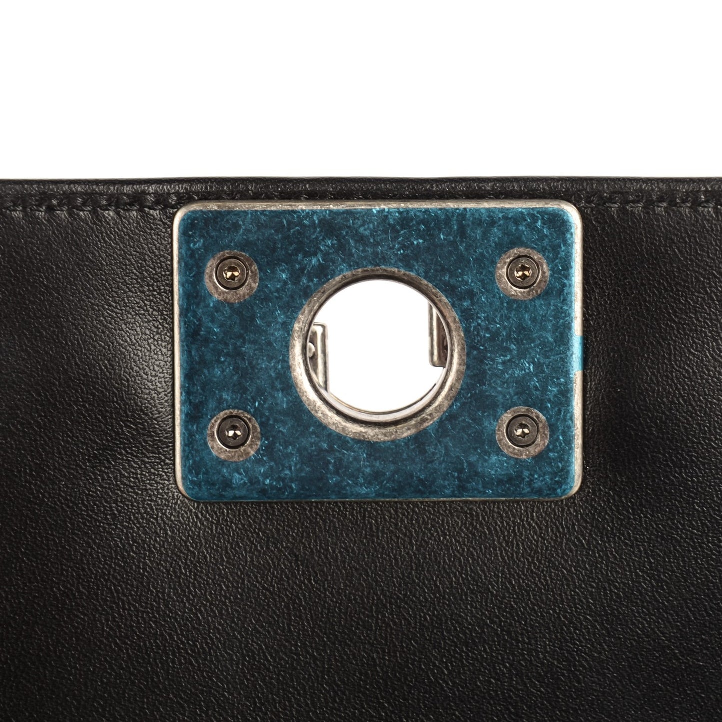 Glazed Calfskin Medium Boy Flap Black