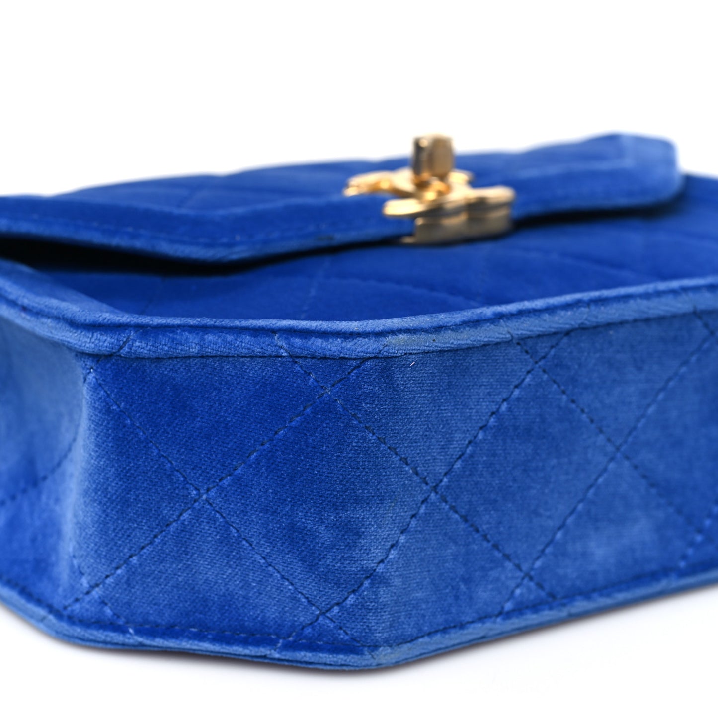 Velvet Quilted Mini Place Vendome Flap Blue
