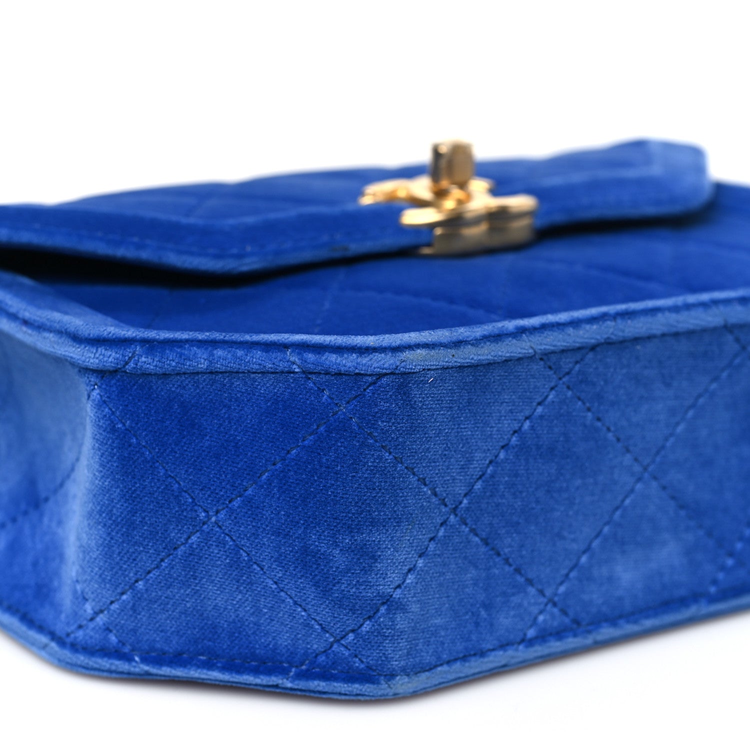 Chanel Velvet Quilted Mini Place Vendome Flap Blue 9 of 10
