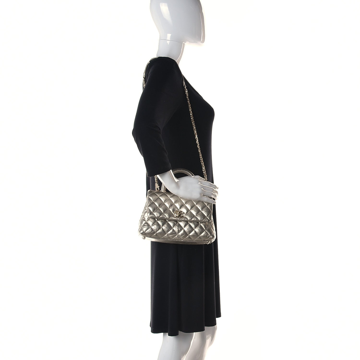 Chanel Metallic Aged Calfskin Quilted Mini Coco Handle Flap Gold 2 of 13