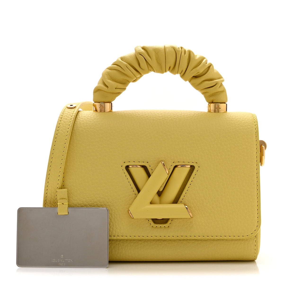 Taurillon Smooth Calfskin Scrunchie Twist One Handle PM Yellow