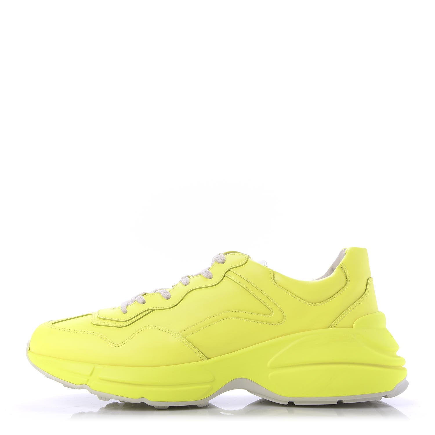 Gucci Calfskin Mens Rhyton Sneakers 12 Yellow Fluo 1 of 9