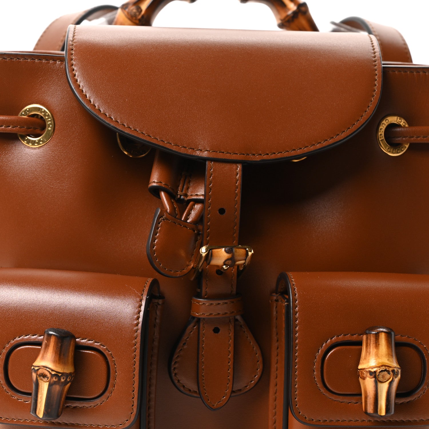 Gucci Calfskin Bamboo Backpack Brown 8 of 10