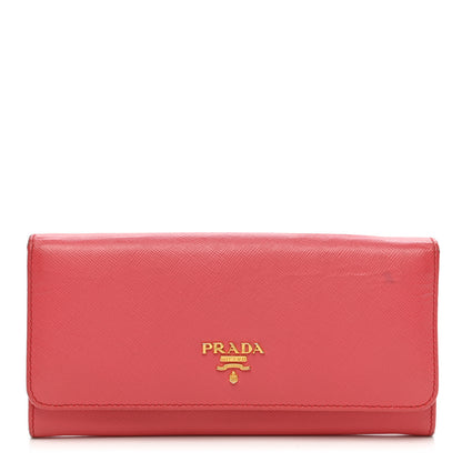 Prada Saffiano Metal Continental Flap Wallet Peonia 1 of 15