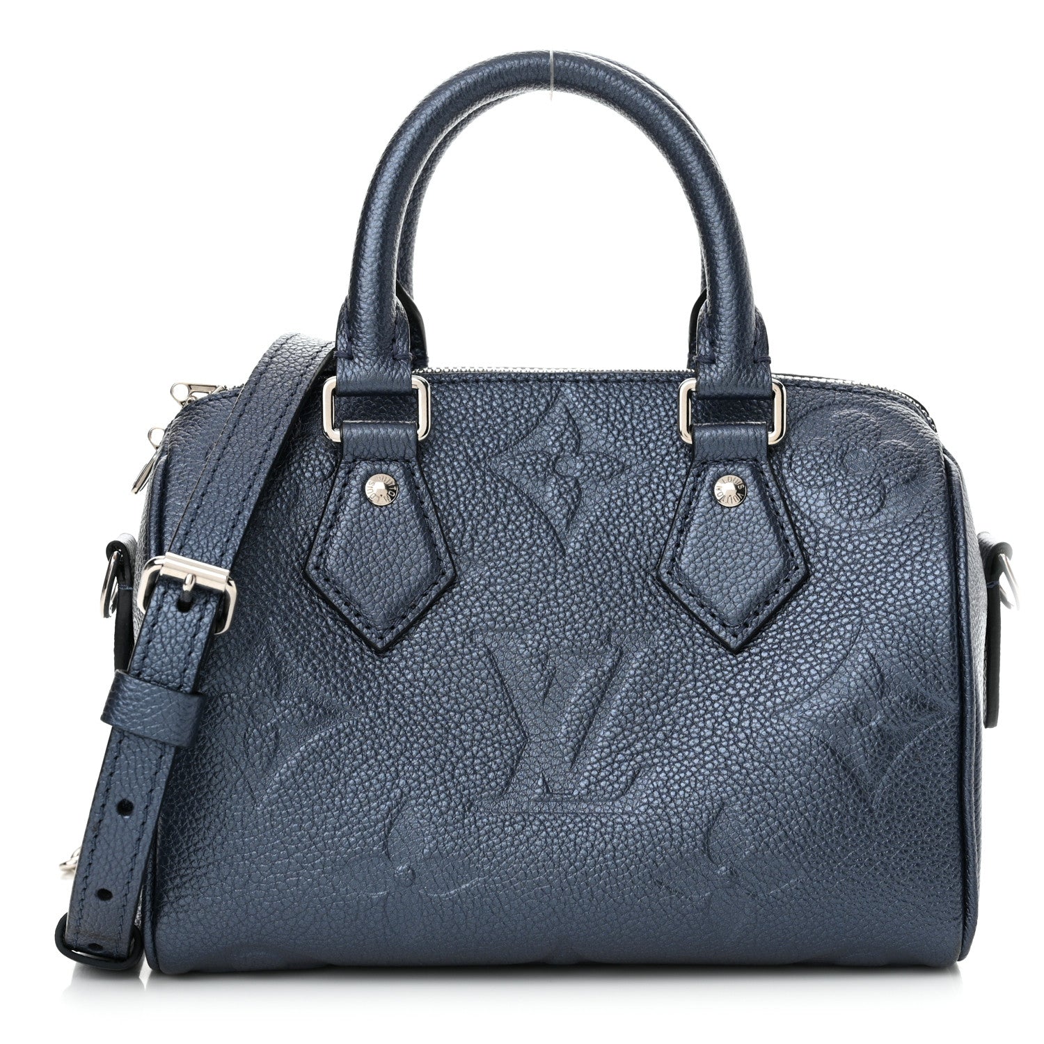 Louis Vuitton Metallic Empreinte Monogram Giant Speedy Bandouliere 20 Navy Nacre 1 of 10
