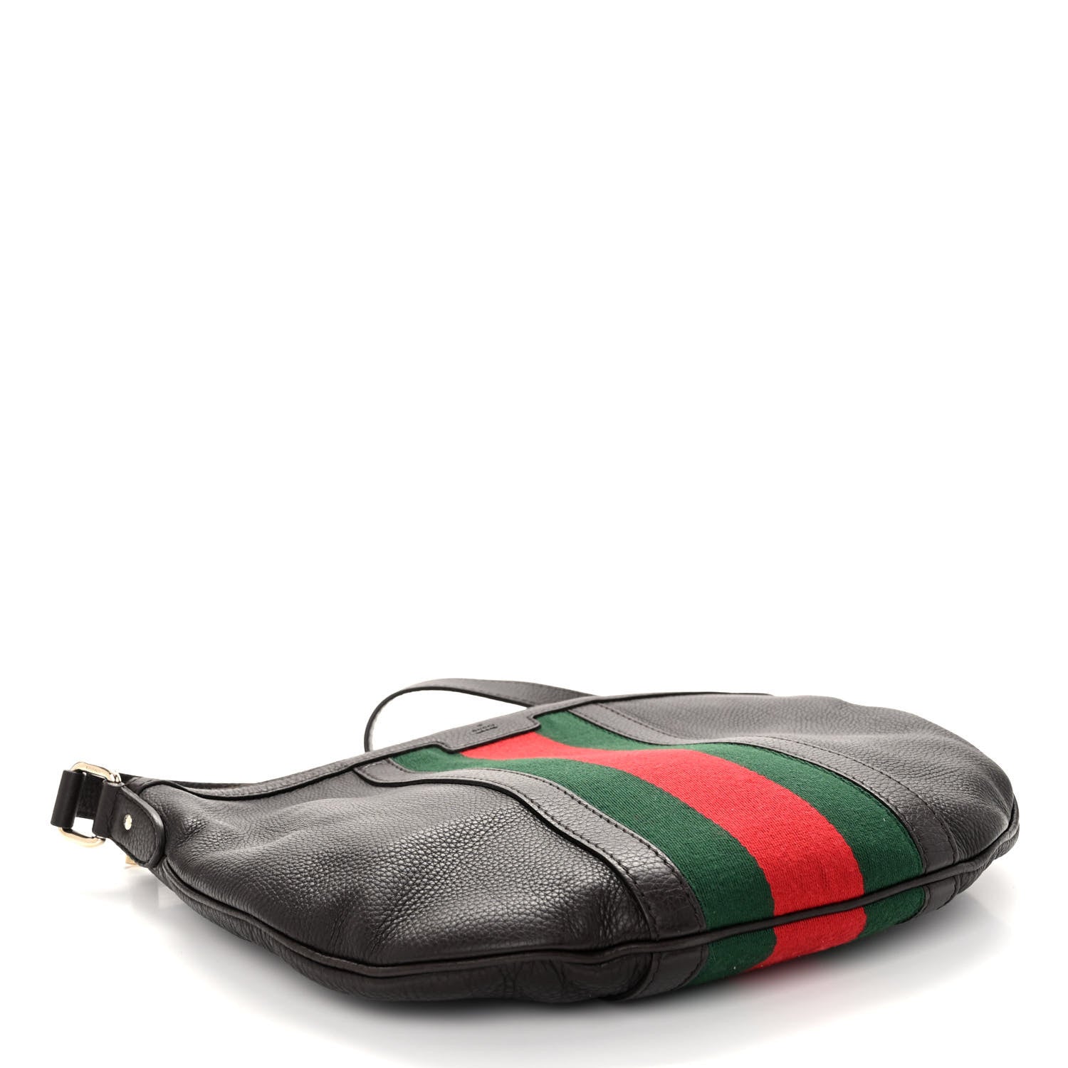 Gucci Pebbled Calfskin Vintage Web Medium Half Moon Hobo Dark Brown 4 of 11