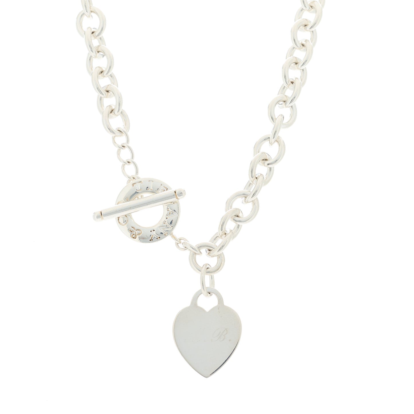 Sterling Silver Heart Tag Toggle Necklace