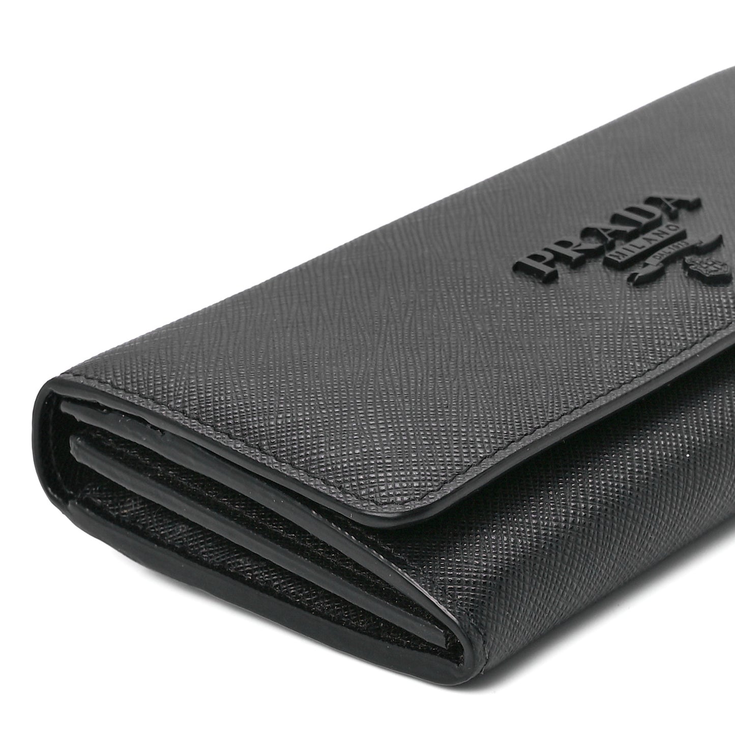 Saffiano Metal Continental Flap Wallet Black