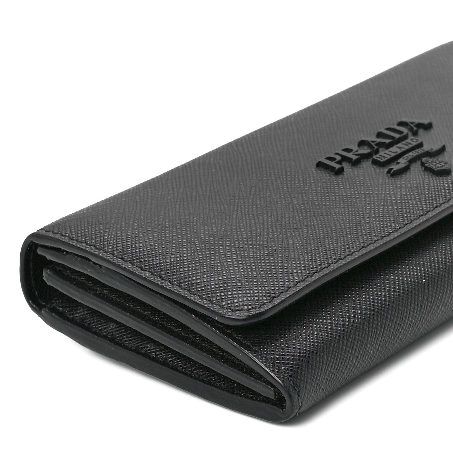 Prada Saffiano Metal Continental Flap Wallet Black 12 of 14