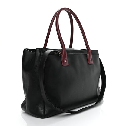 Chanel Calfskin Cerf Executive Shopper Tote Burgundy Black 2 of 9
