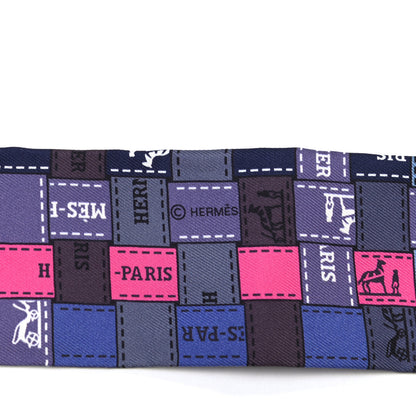 Hermes Silk Bolduc Au Carre Twilly Blue Jean Rose Vif Gris 3 of 4