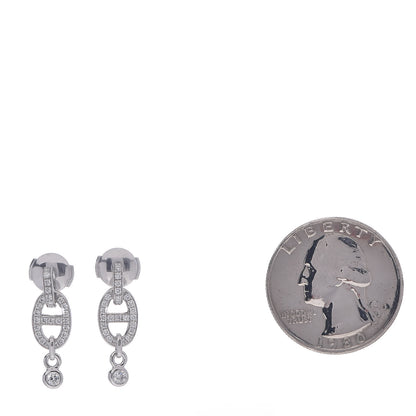 Hermes 18K White Gold Diamond PM Chaine D'Ancre Enchainee Earrings 2 of 6
