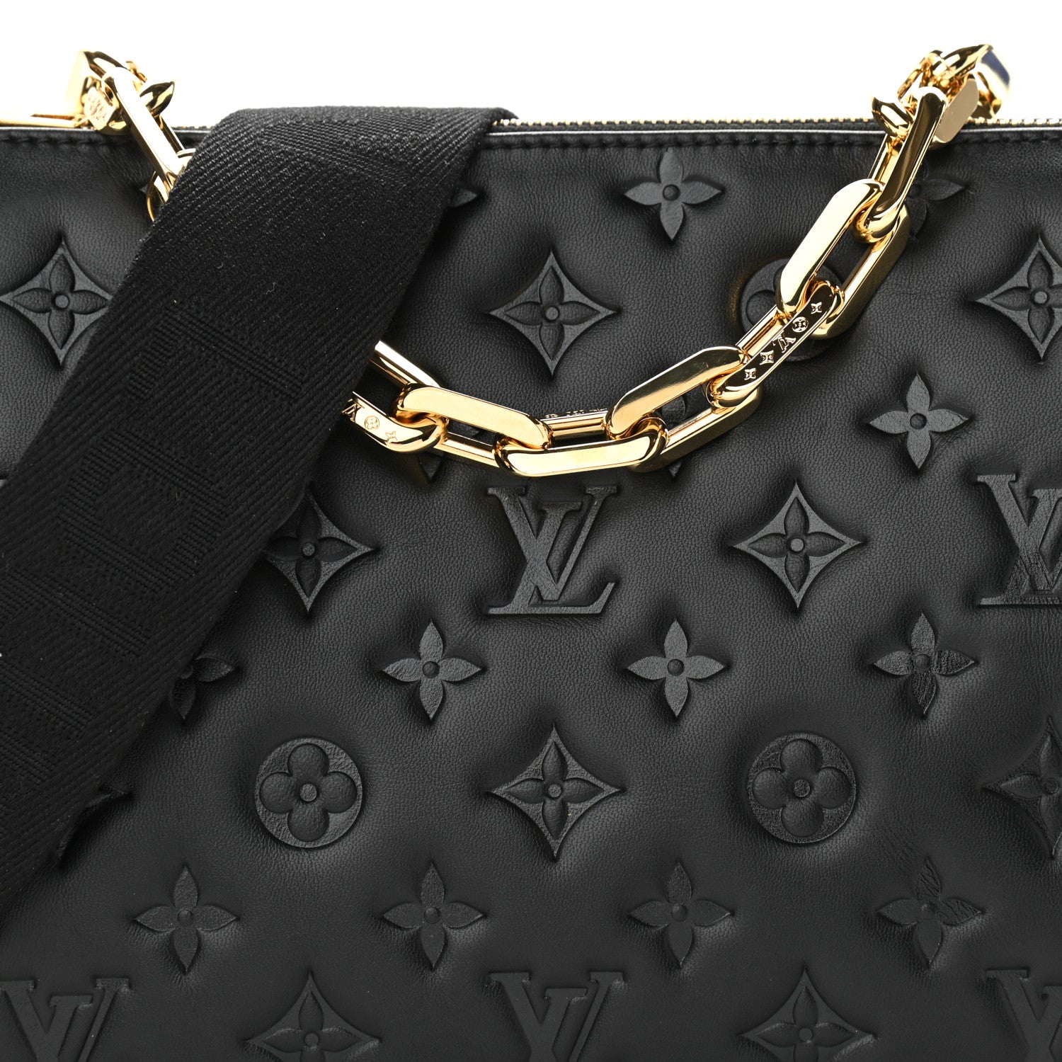 Louis Vuitton Lambskin Embossed Monogram Coussin PM Black 9 of 10