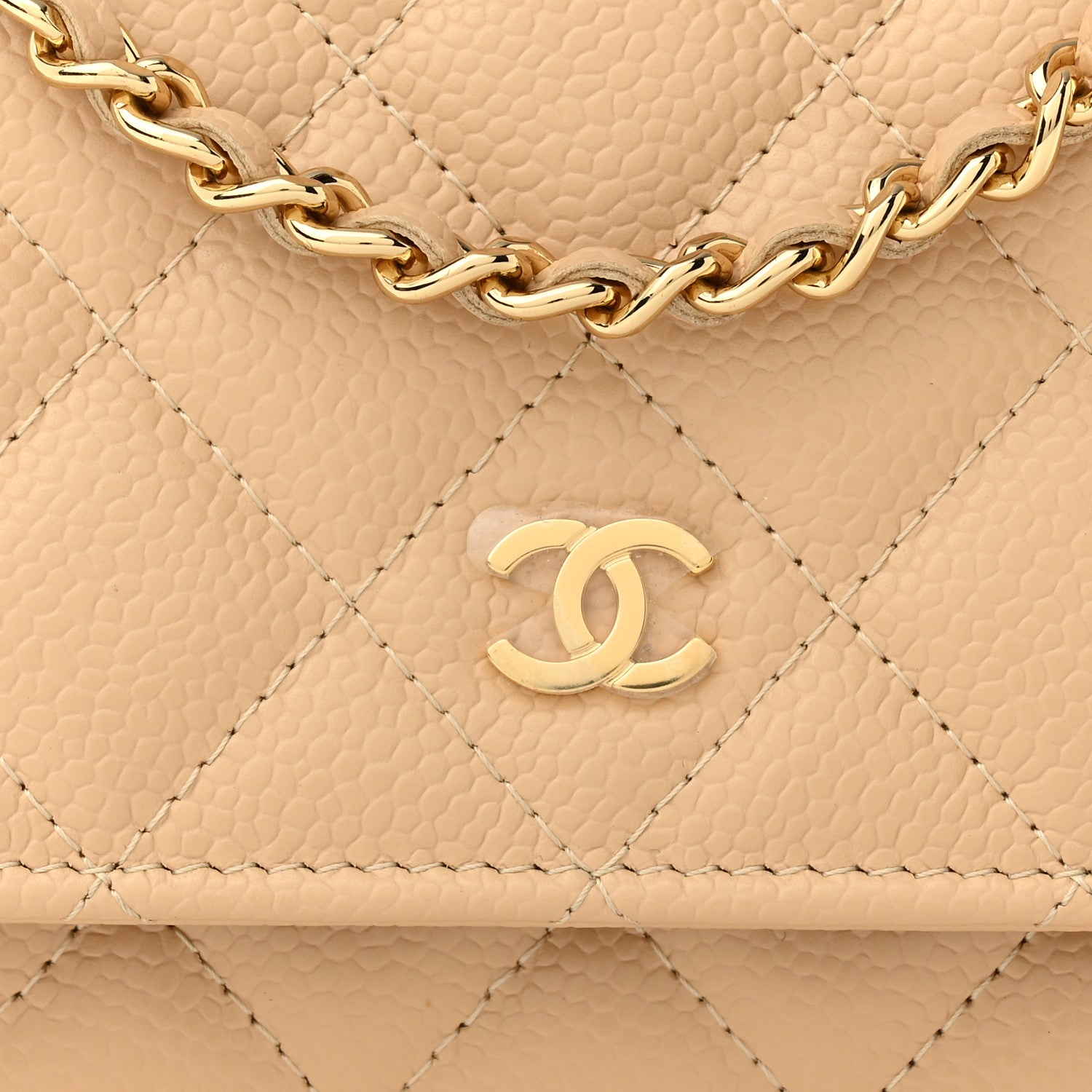 Chanel Caviar Quilted Wallet On Chain WOC Beige 9 of 14
