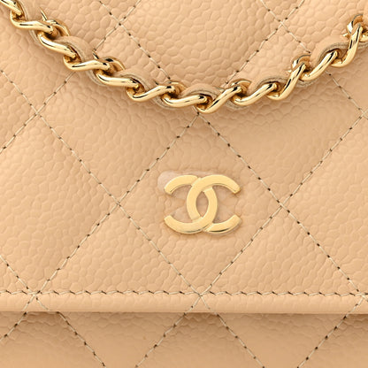 Chanel Caviar Quilted Wallet On Chain WOC Beige 9 of 14