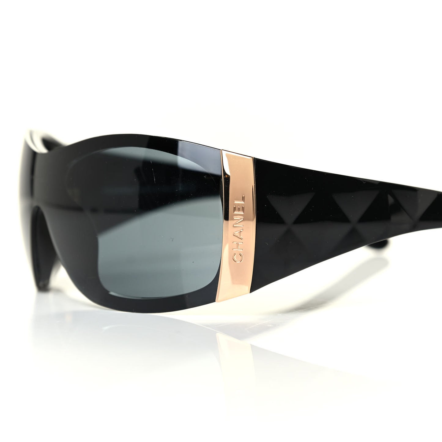 Acetate Quilted CC Shield Sunglasses 6009 Black