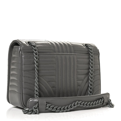 Prada Soft Calfskin Impunture Diagramme Flap Crossbody Bag Mercurio 3 of 13