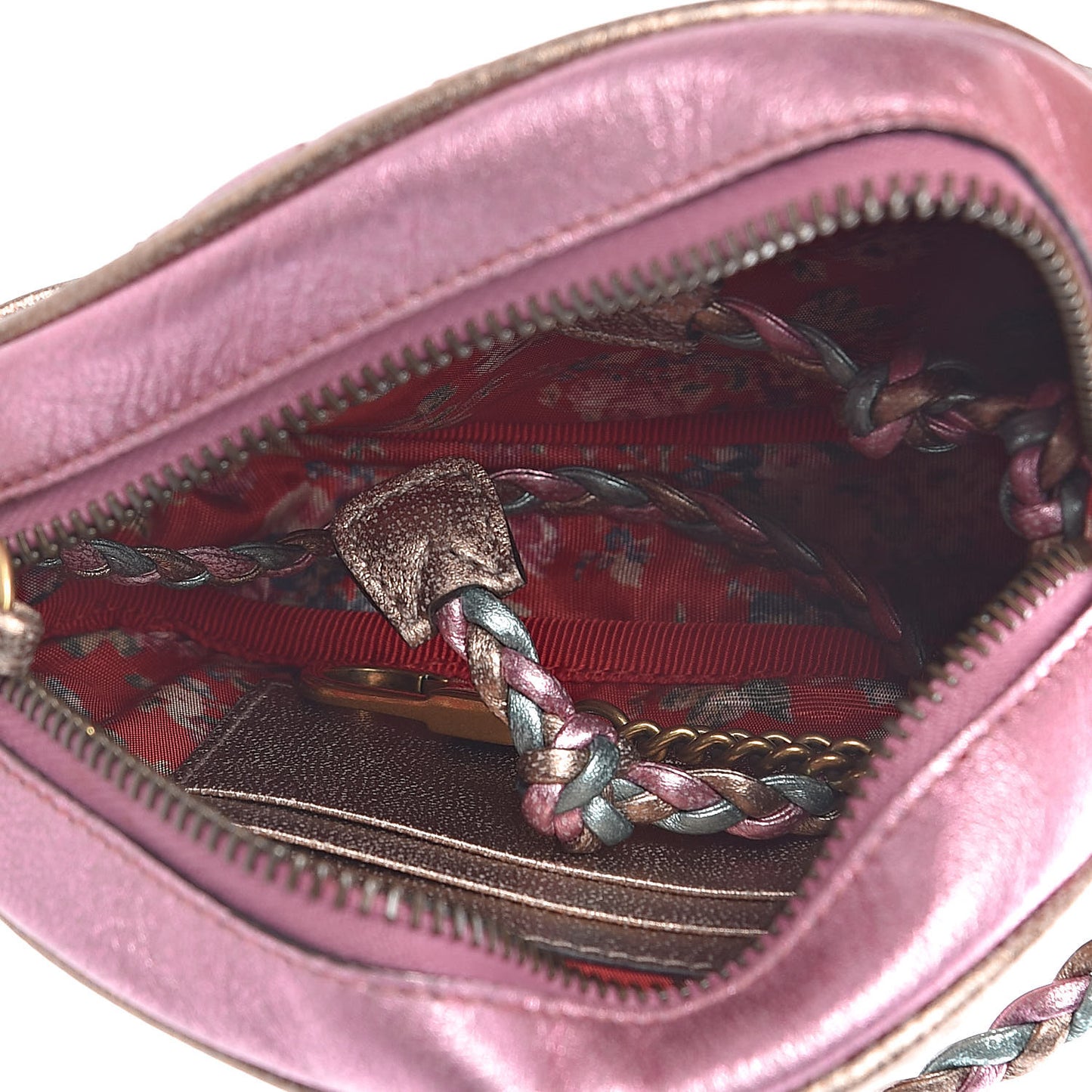 Laminated Nappa Trapuntata Mini Zumi Dome Shoulder Bag Rosa Lago Rame
