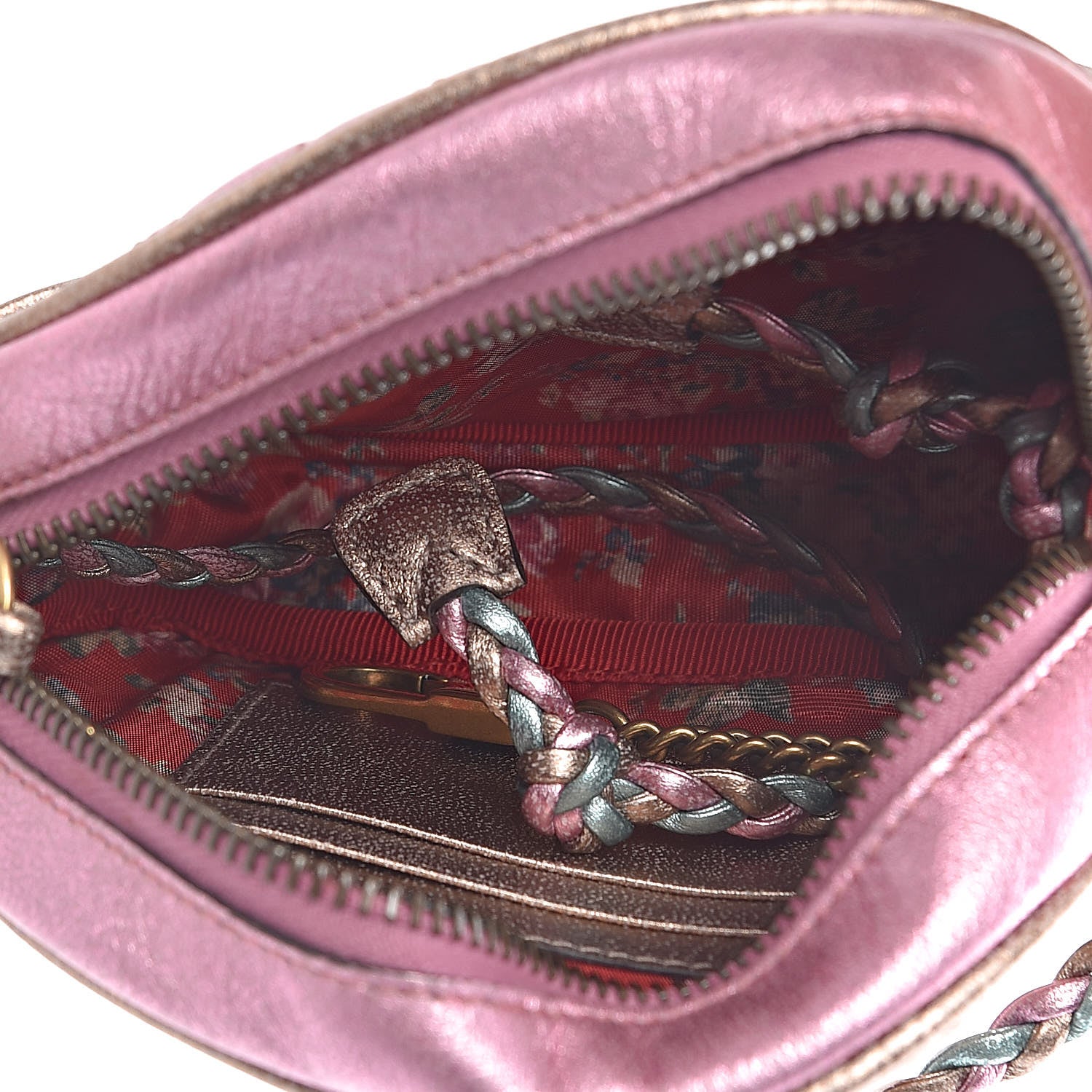 Gucci Laminated Nappa Trapuntata Mini Zumi Dome Shoulder Bag Rosa Lago Rame 5 of 10