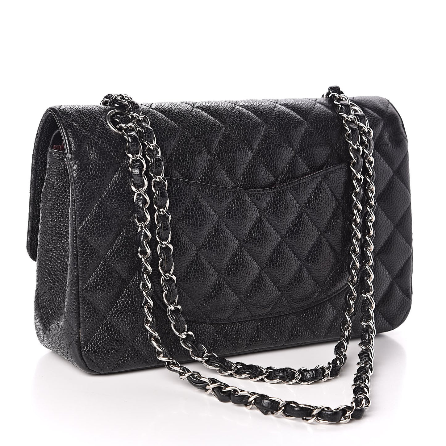 Caviar Quilted Medium Double Flap Black