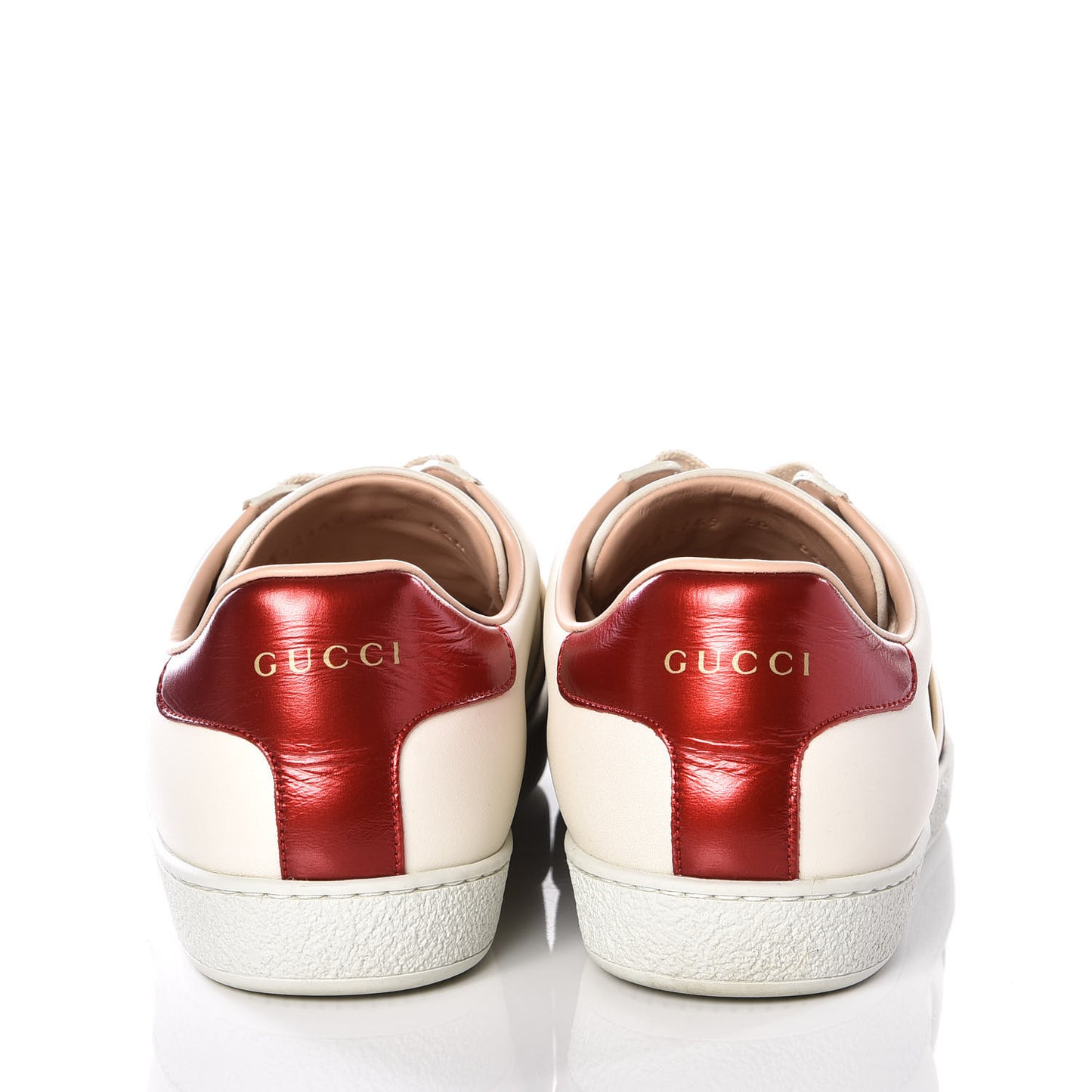 Calfskin Stripe Womens New Ace Sneakers 40 New Mystic White Ecru Red Flame