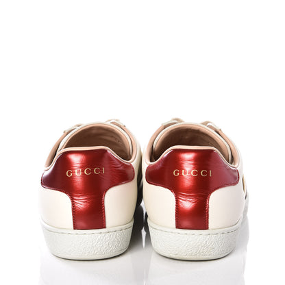 Gucci Calfskin Stripe Womens New Ace Sneakers 40 New Mystic White Ecru Red Flame 8 of 12